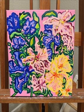 Original Painting - Local Artist - Irises on wrapped canvas/flowers/floral